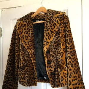 Leopard fun fur boxy jacket